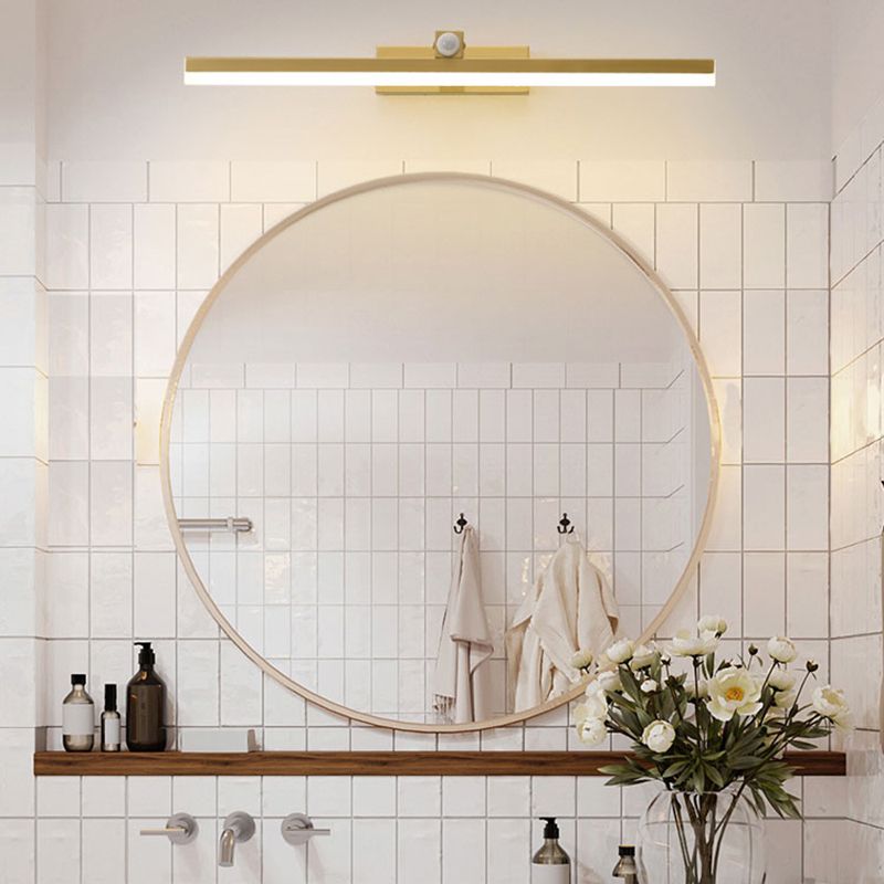 Moderner Stil Geometrischer LED-Wandlampen Metall 1-Licht Spiegel Wandbeleuchtungsideen in Gold