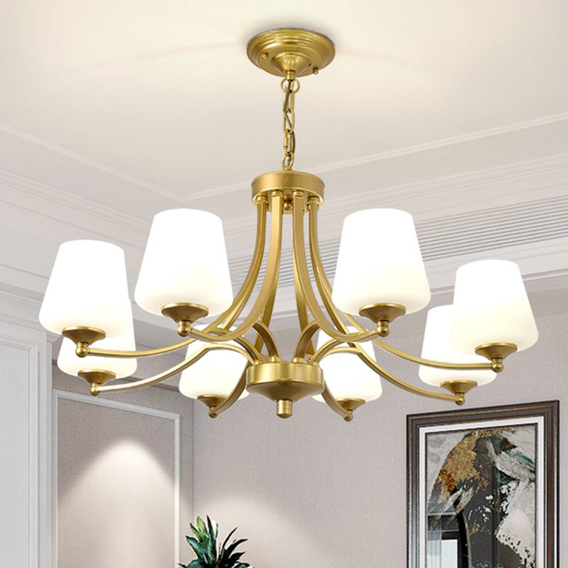 Cream Glass Bud Shade Chandelier Lighting Classic Dining Room Pendant Light Fixture