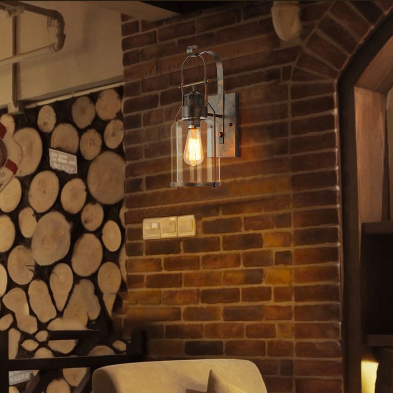 Industrial Style Wall Light Glass Shade Light Sconce Light Fixture for Sitting Room