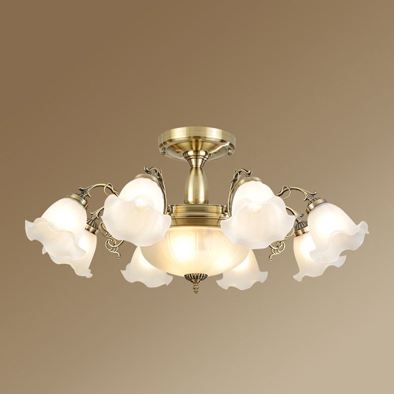 Retro Traditional Ceiling Lamp Glass Shade Flush Mount Light for Clothing Shop