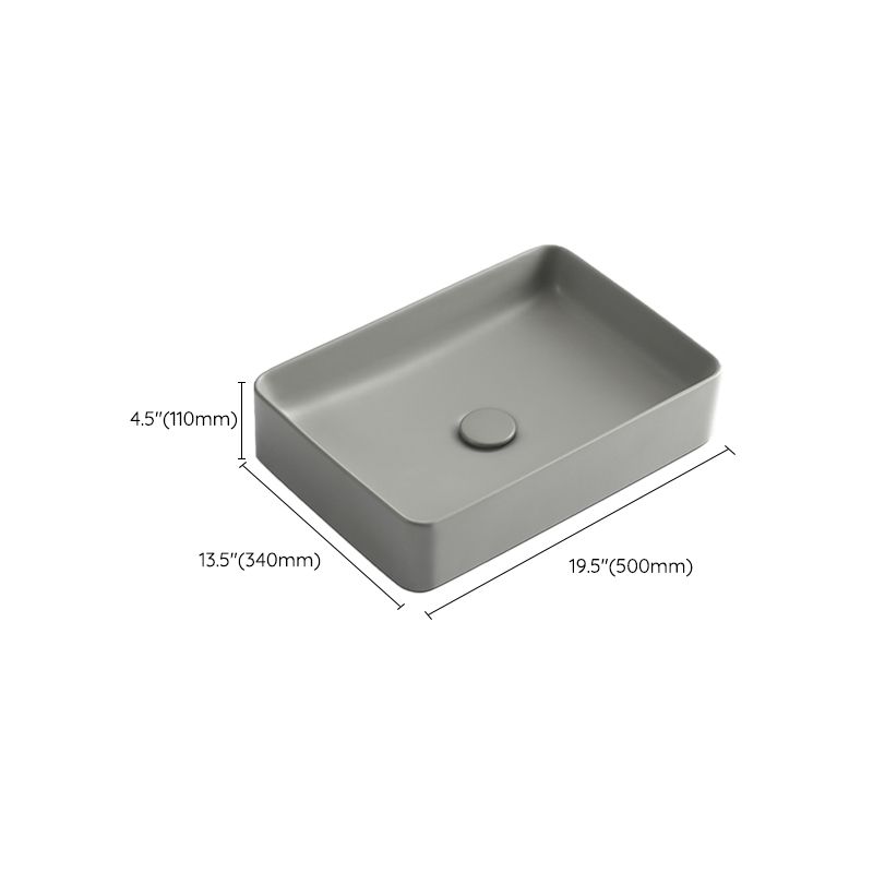 Contemporary Bathroom Sink Rectangular Porcelain Vessel Lavatory Sink with Pop-Up Drain