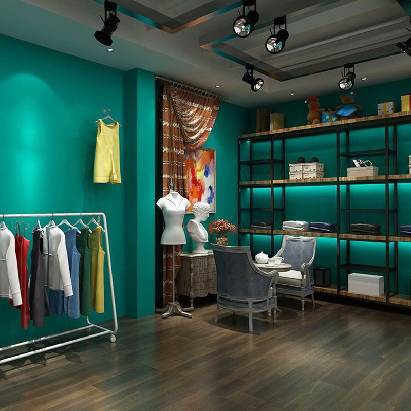 Peel and Stick Solid Wallpaper in Peacock Blue Minimalist Aesthetics Wall Decor, Temporary