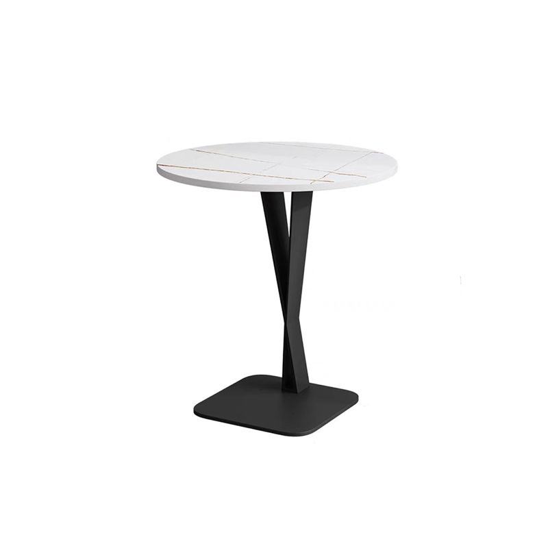 Pedestal Base Design Rock Plate Top White/black/white Gold/black Gold Round Side Table