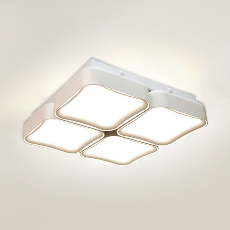 Contemporary Square Flush Lighting Metal LED Bedroom Ceiling Mounted Fixture in 3 Color Light