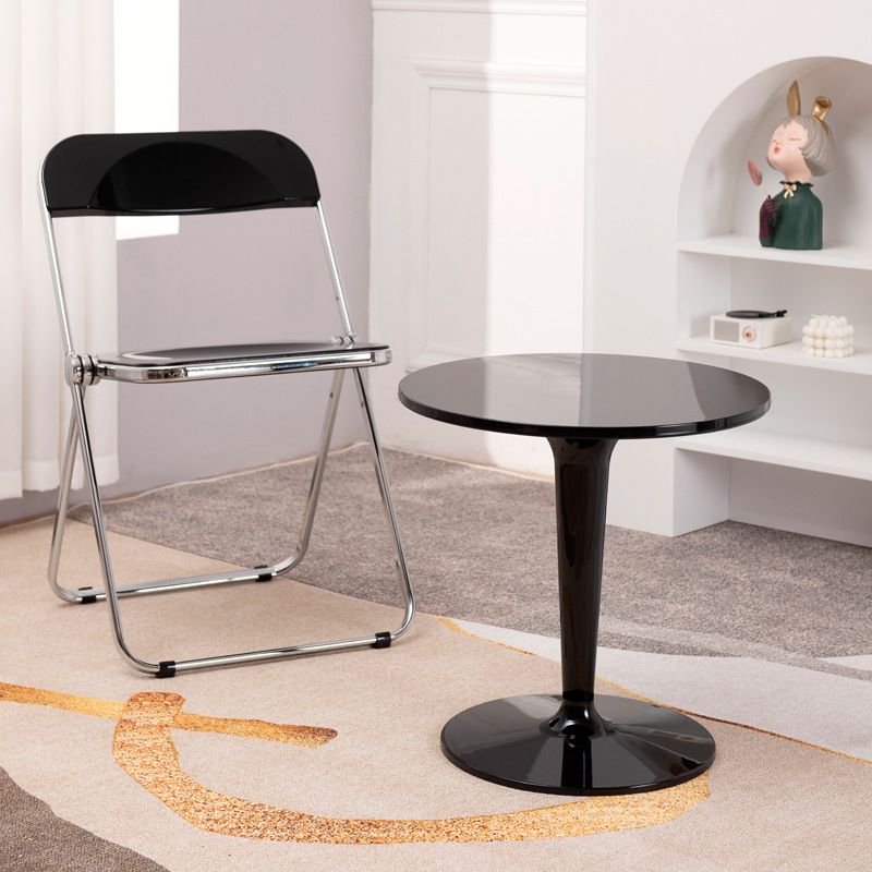 Crossed Base Design Acrylic Material Modern Style Round Side Table