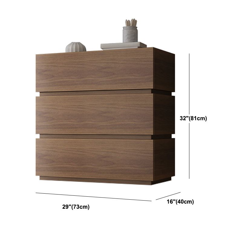 Contemporary Vertical Bedroom Chest Wooden Storage Chest in Brown with Drawers