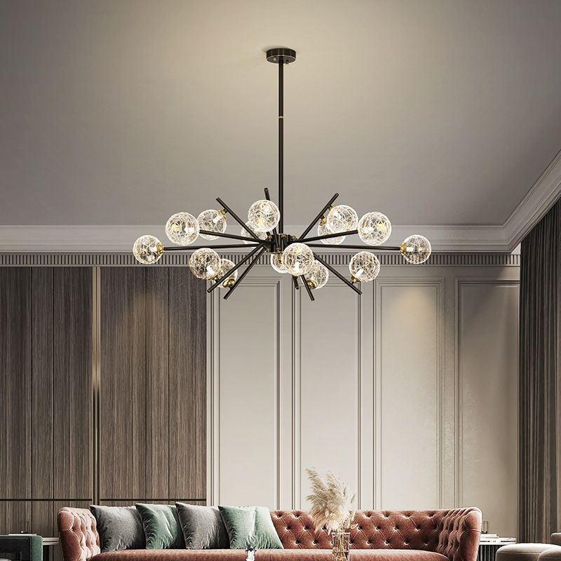 Contemporary Glass Chandelier Light Fixtures Restaurant Multi Head Hanging Chandelier