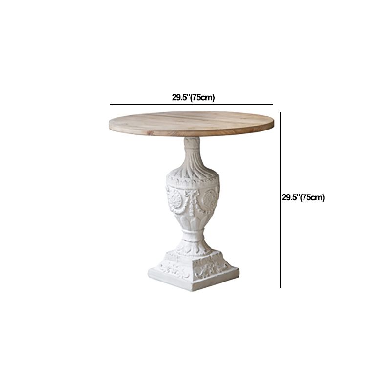 Rustic Style Side End Table Pedestal Distressed Round Sofa Side Accent Table