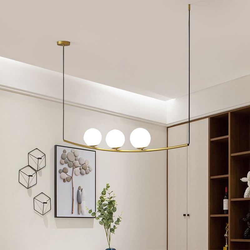 2/3 Lights Bubble Island Light Modern Simple Metal Chandelier Lighting in Black/Gold