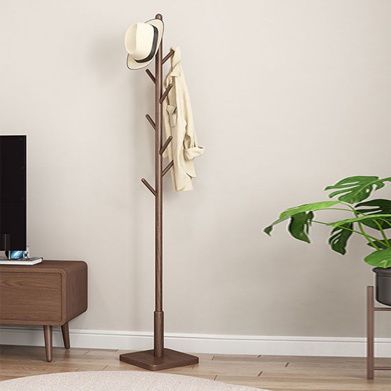 Contemporary Hall Stand Manufactured Wood Hooks Shelving Included Free Standing Coat Rack