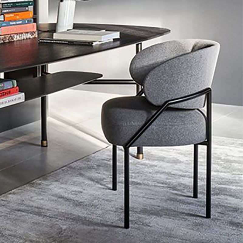 Metal Kitchen and Dining Room Chair Open Back Dining Side Chair in Black