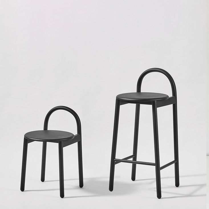 Industrial Circular Wood Top Barstool Metal 4 Legs Bar Stool for Living Room