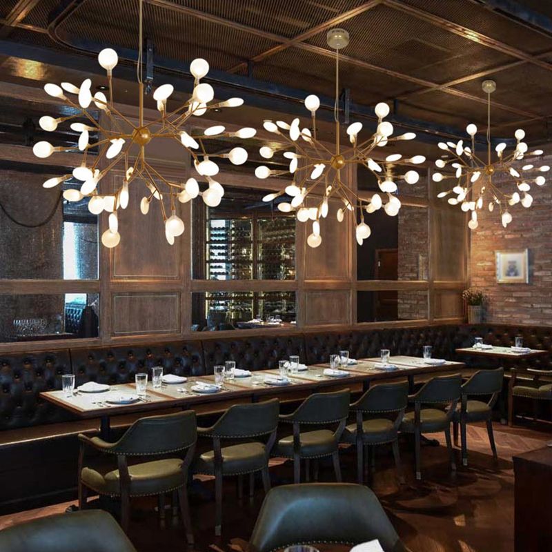 Glowworm Suspended Lighting Fixture Multi-Head Hanging Pendant Lights for Living Room