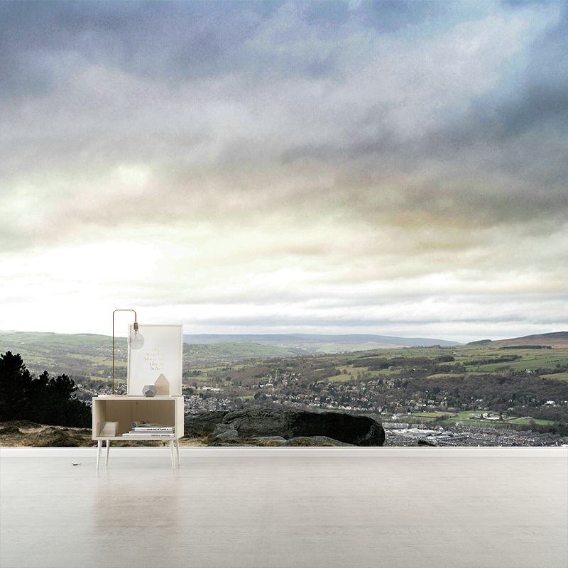 Modern Autumn Wildland Scenery Mural Non-Woven Washable Brown Wall Covering for Home