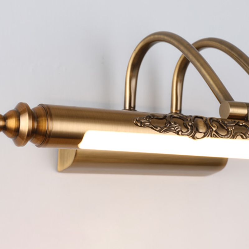 Metal Linear Shade Wall Sconce Modern 1-Light Mirror Wall Wall Lighting Fixtures in Brass