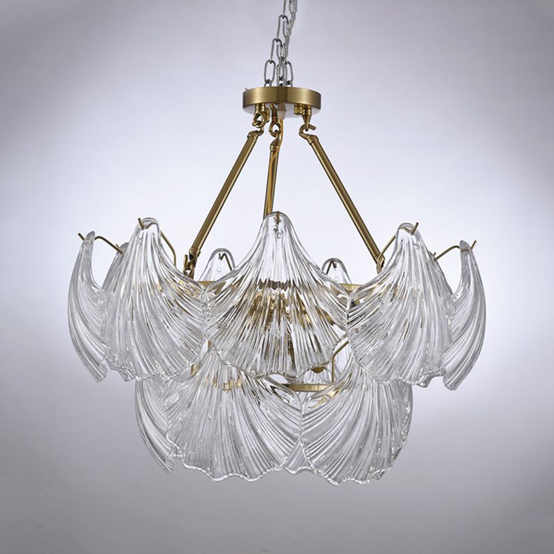 Modern Style Glass Chandelier Shell Shape Hanging Lamp for Bar Restaurant
