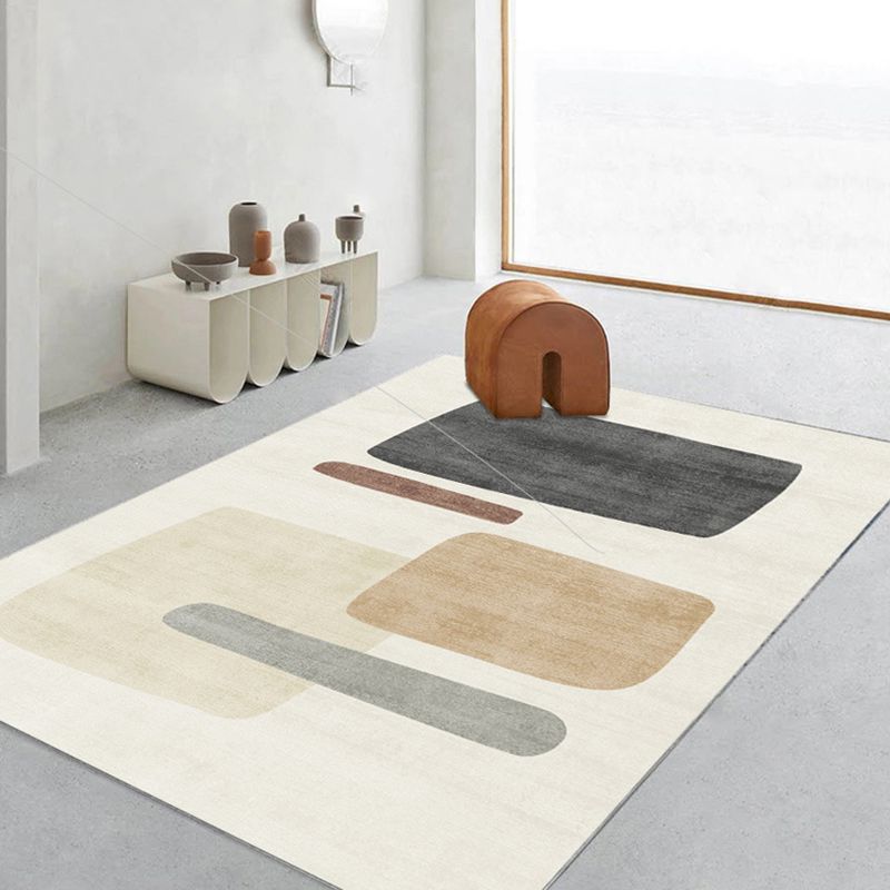Apricot Irregular Pinstripe Rug Polyester Casual Rug Washable Rug for Living Room