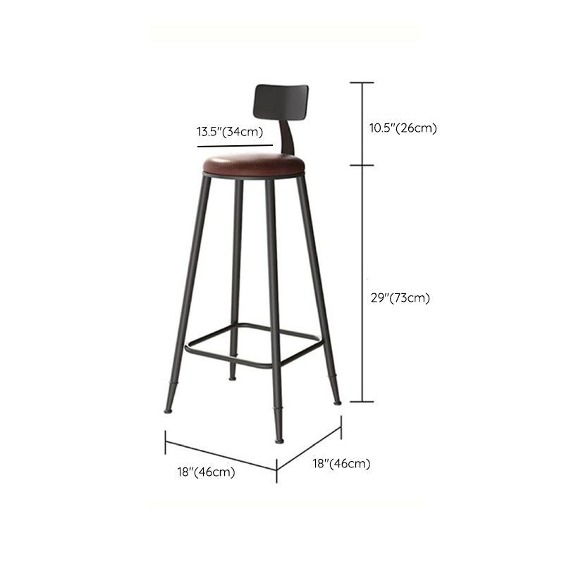 Contemporary Armless Barstools Round Bar Stool with Footrest