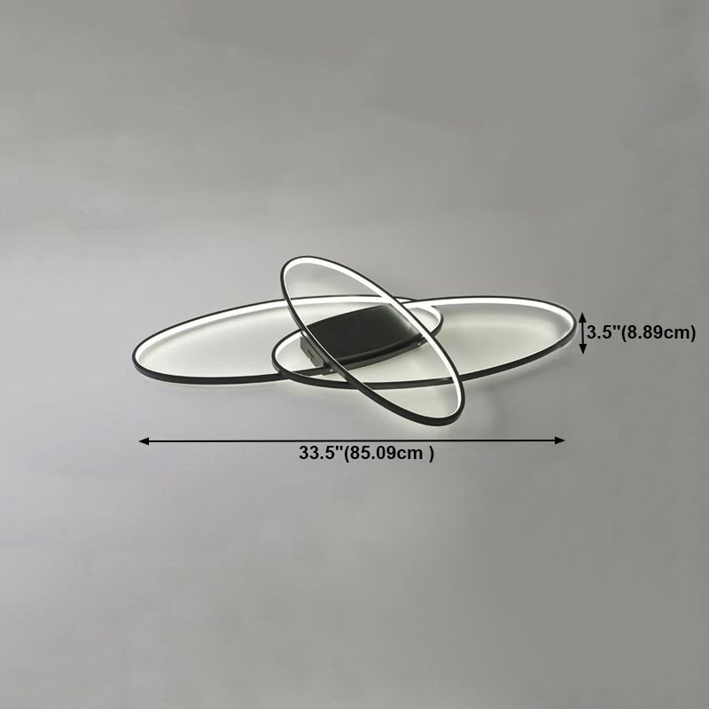 Contemporary Oval Flush Light Fixture Metal 3 Light Flush Mount Lights