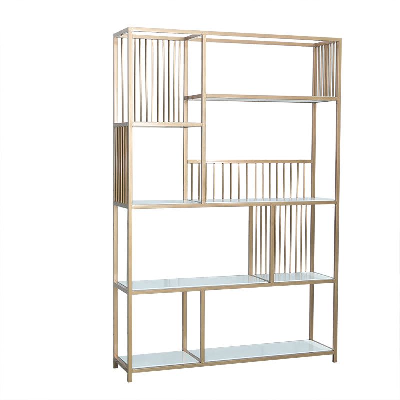 70.9" H Glam Metal Bookshelf Gold Etagere Shelf Bookcase for Study Room
