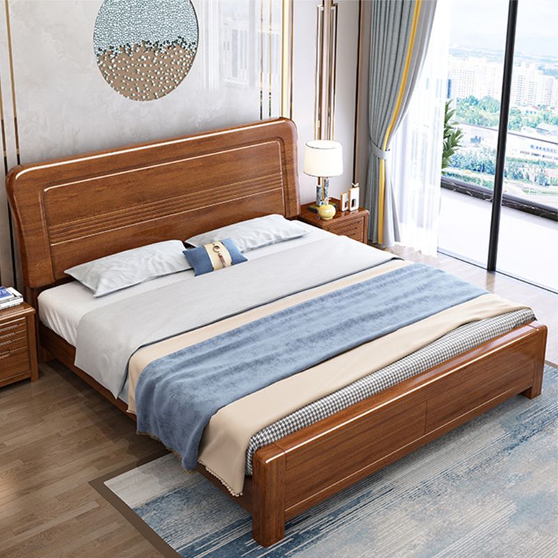 Traditional Solid Wood with Headboard Rectangular Panel Panel Bed