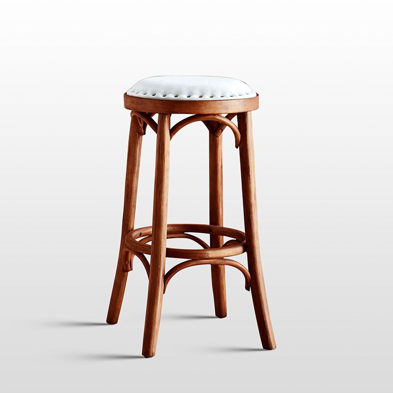 Industrial Style Bar-stool Round Seat Counter Bar Stool with Wooden Legs