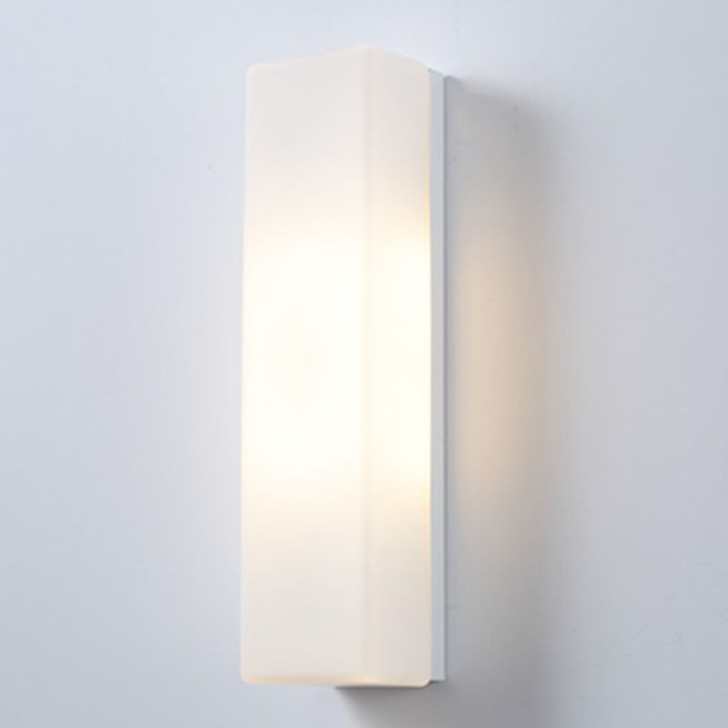 Glass Rectangular Wall Sconce Lights Modern Style 2 Lights Wall Mounted Lamps in White