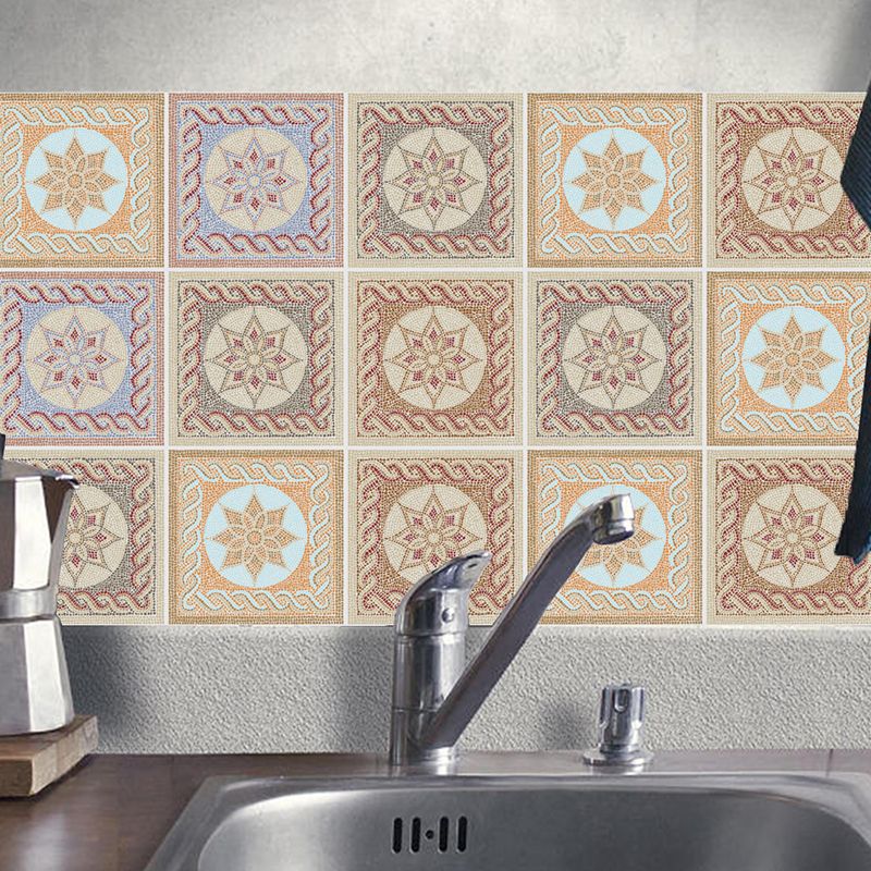 Mandala Peel and Stick Wallpapers 10 Pcs Yellow Vintage Wall Covering for Kitchen