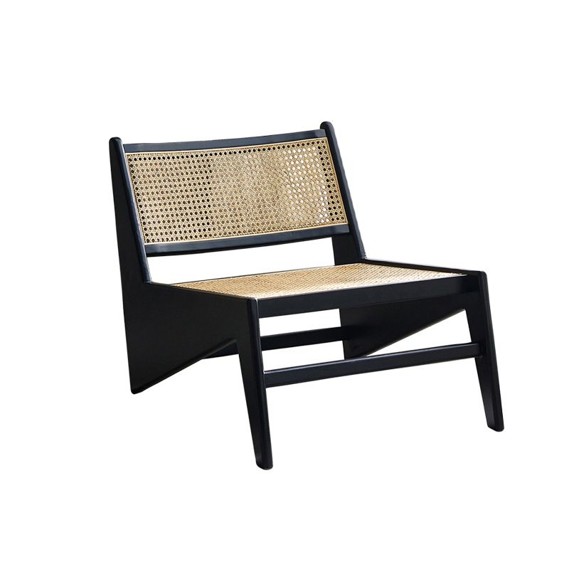 Living Room Wood Solid Wood Frame Basic Four Leg Woven Back Lounge Chair