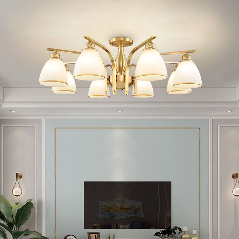 Accesorio montado en el techo de cristal mate del ópalo de la iluminación semi empotrada moderna de la sala de estar