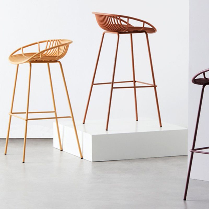 Contemporary Metal Bar Stool Bucket Counter Bar Stool with Metal Legs