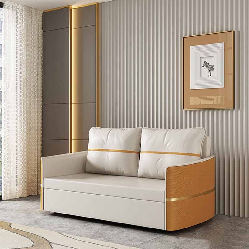 Faux Leather Convertible Sofa Bed with Pillows Seating with Storage