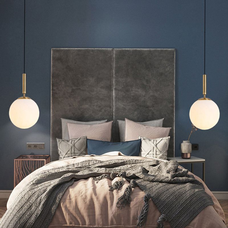 1 Light Pendant Lighting Fixtures Contemporary Spherical Glass Hanging Lights for Lounge