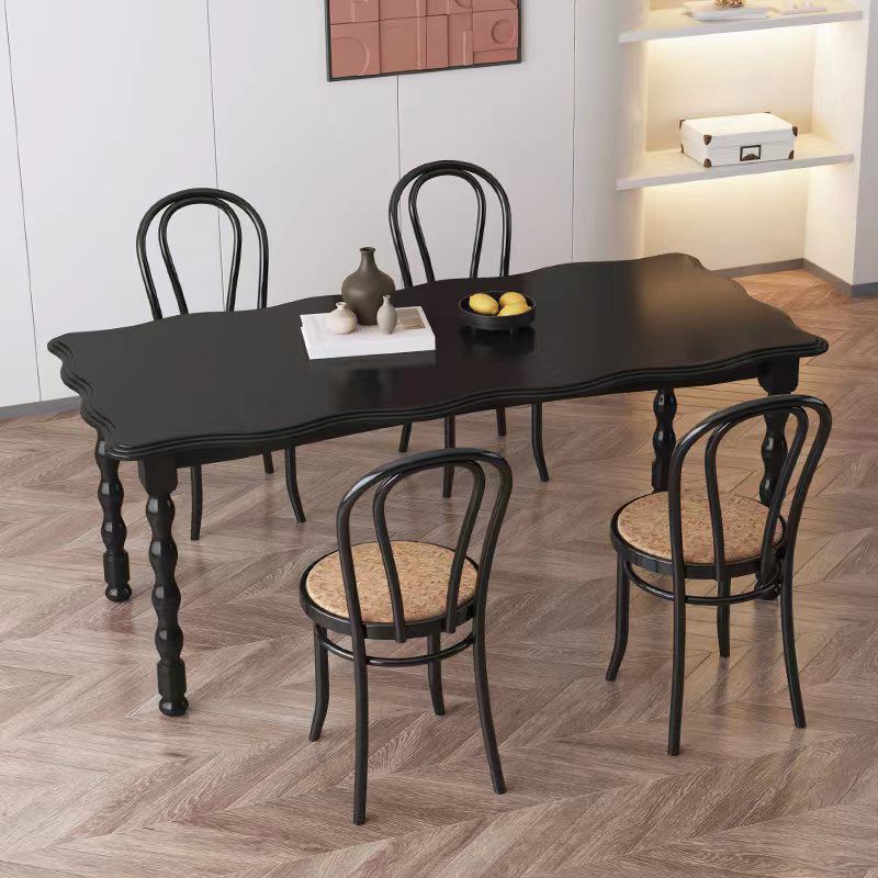 Modern Rectangle Wood Dining Table 1/2/4/5 Pieces Dining Set for Cafe