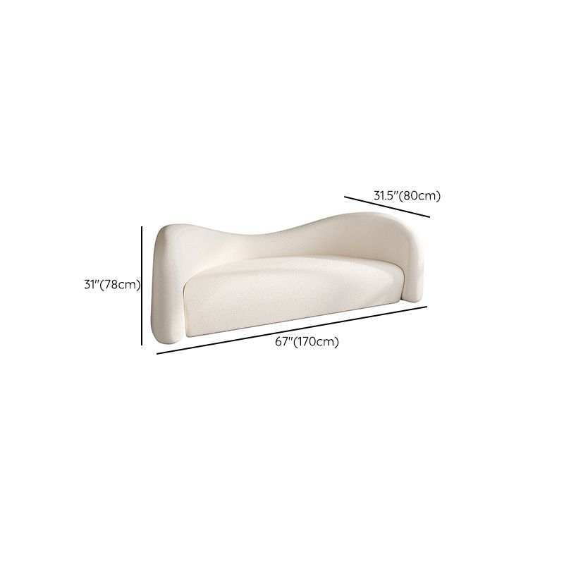 White Contemporary Tight Back Sofa Fabric Sloped Arm Curved Sofa