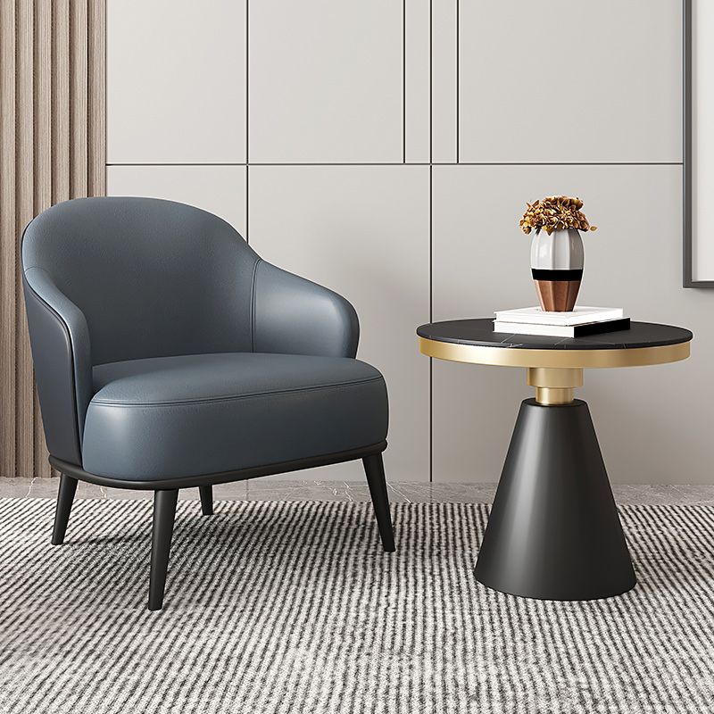 Glam Sewn Pillow Back 4 Legs Chair Upholstered Recessed Arms Chair