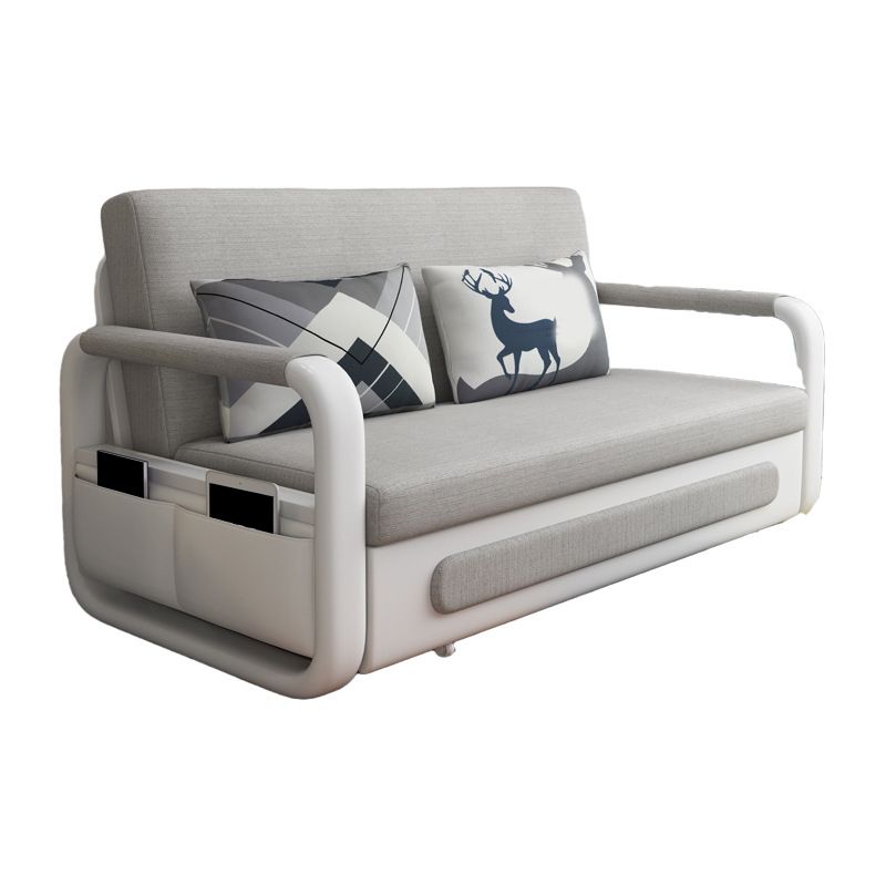 Light Gray 30.70" Wide Sofa Bed Linen Sleeper Sofa with Upholstered and Storage Box