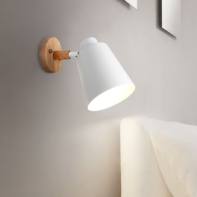 Macaron Shaded Lighting Contemporary Wood Wall Light for Room