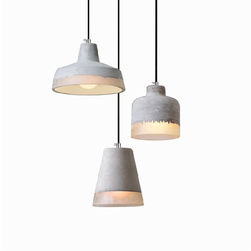 1-leichte graue Schatten-Anhängerlampe moderne minimalistische Zementlampe für Wohnzimmer