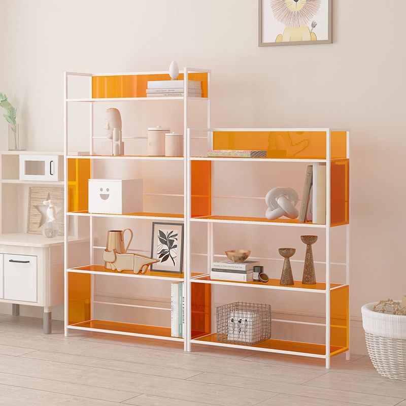 Acrylic Scandinavian Open Etagere Bookshelf with White Iron Frame