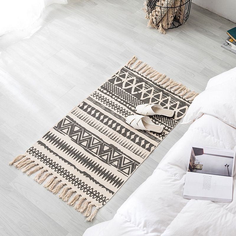 Alfombra de algodón sin costuras multicolor Algodón Algodón bohemio Área de área para mascotas para dormitorio