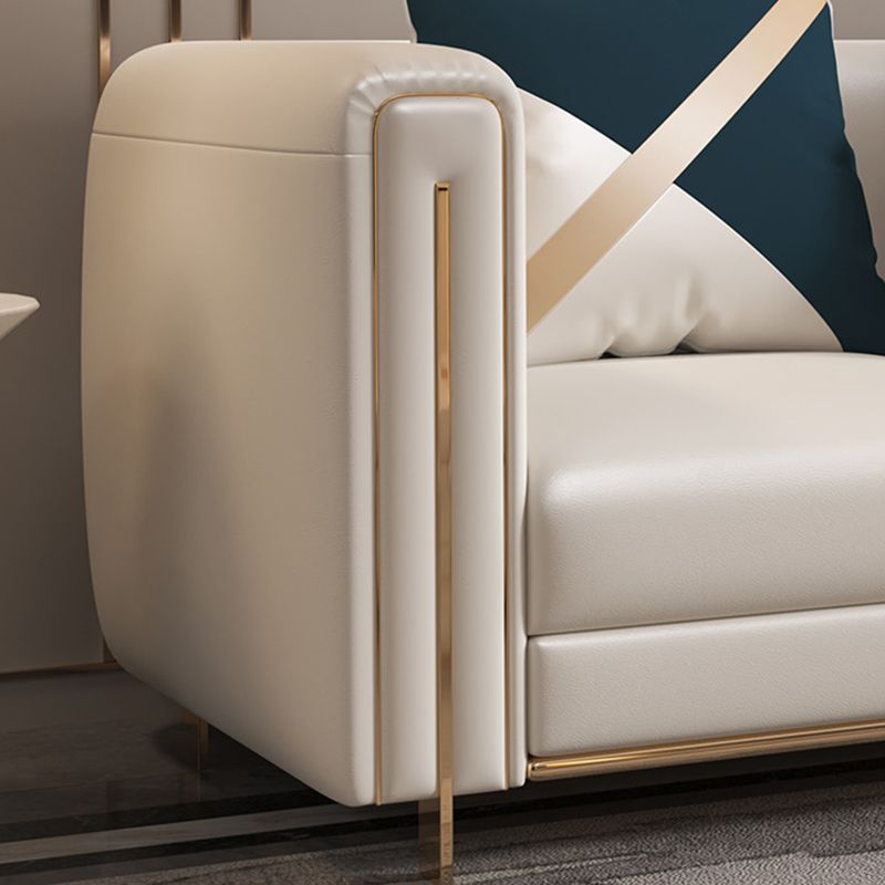 33.46" Wide Tuxedo Arm Sofa White Standard Sofa for Living Room