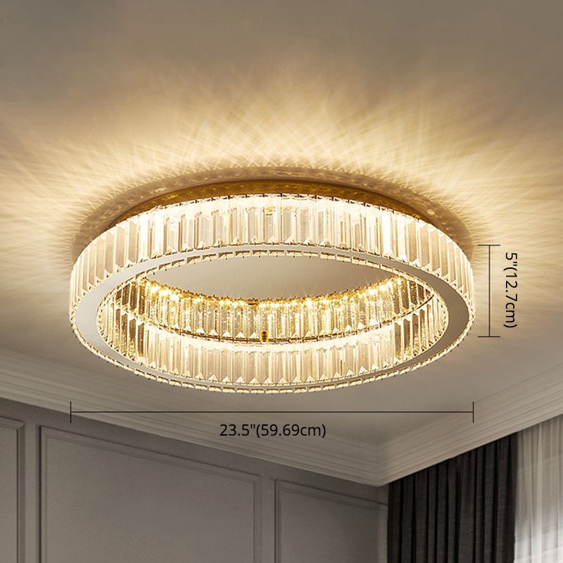 Circle Flush Mount Ceiling Light Fixtures Modern Crystal Ceiling Mount Chandelier for Living Room