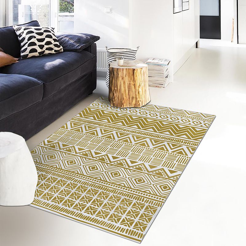Moroccan Living Room Rug Multi Colored Geometric Printed Carpet Blended Pet Friendly Machine Washable Rug
