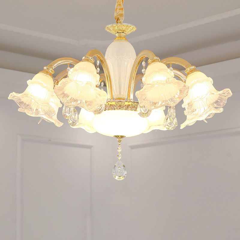 Éclairage de plafond à ombre florale or