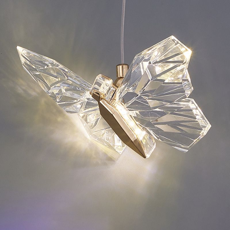 Acrylic Butterfly LED Pendant Light in Modern Creative Style Wrought Iron Hanging Light for Dining Room