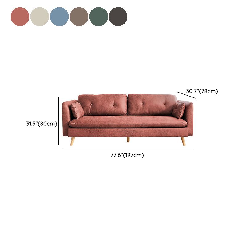 Tufted Square Arm Sofa 3-Seater Faux Leather Single Cushion Sofa