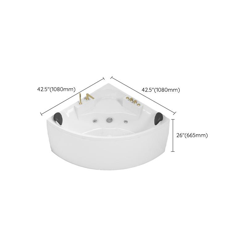 Modern Corner White Acrylic Bathtub Back to Wall with Drain and Massage Device Bath Tub