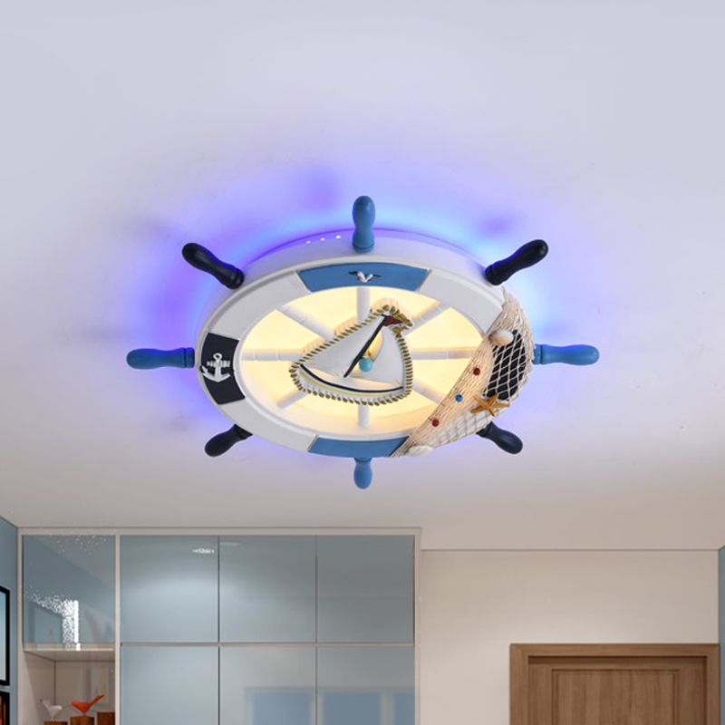 Lampada da incasso con timone metallico per bambini LED vicino alla lampada da soffitto in blu con paralume in acrilico