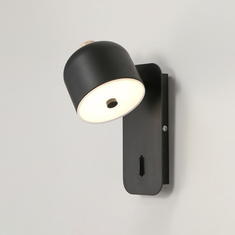 Modern Simple Iron Wall Light Cylinder Shape Rotatable Wall Lamp for Bedroom